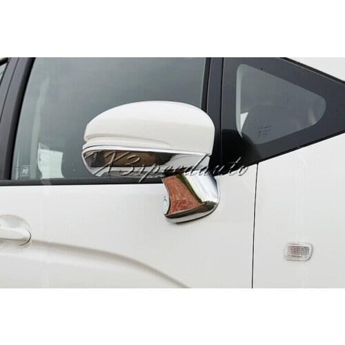 For Honda Fit/Jazz 2014 15 Side Door Mirror Trim + Mirror Pillar Car Stickers 4PCS Chrome Car-styling Free Shipping