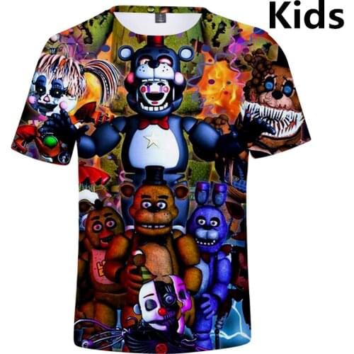 3 To 14 Years Five Nights At FNAF Clothing Children Kids Boys Girls Short Sleeve tshirt T Shirt Outerwear Child T-shirt