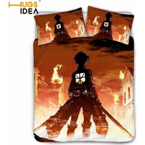 Anime 3D Attack on Titan Printed Bedding Set King Duvet Cover Pillow Case Comforter Cover Adult Kids Cartoon Bedclothes 3pcs Set
