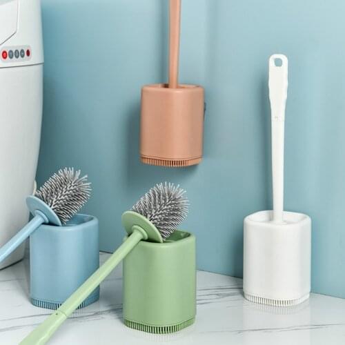 Creative Toilet Brush Holder Wall-mounted Set Toilet Brush Long Handle No Dead Corner Cleaning Brush Bathroom Cleaning Kit L1