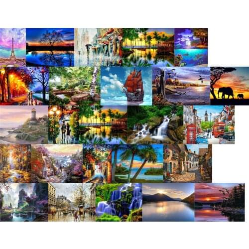 R15768 landscape waterfall DIY Cross Stitch Embroidery Kits Craft Needlework Set Cotton Thread Printed Canvas Home Design