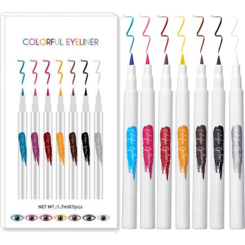 7 Colors/Box Makeup Colored Eyeliner Gel Pencil Kit Waterproof Color White Eye Liner Pen Make Up Set Cosmetic Yellow Blue Beauty