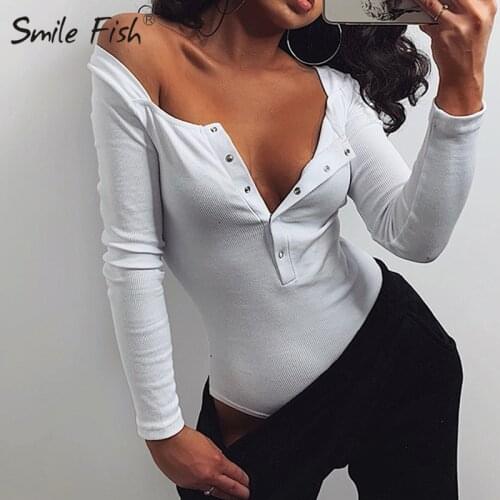 New Orange Long Sleeve Stretchy Skinny Body Tops Autumn Knitted Buttons Bodysuits Sexy Scoop Neck Winter Rompers Overalls GV061