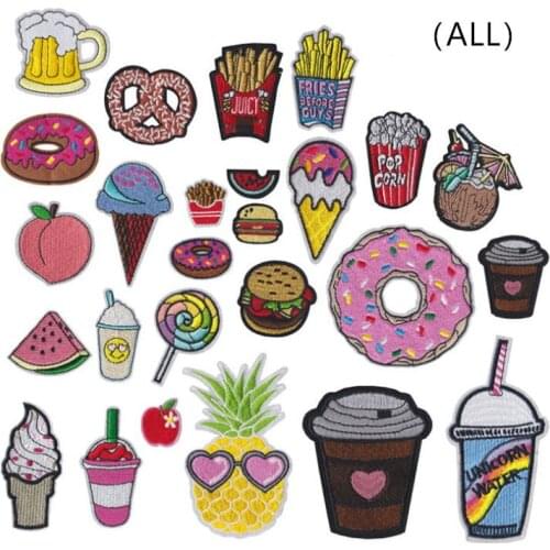 New Arrival 10 pcs Candy fruit cream Embroidered patches iron on Jeans coat tshirt bag shoe hat decor repair Motif accessory diy