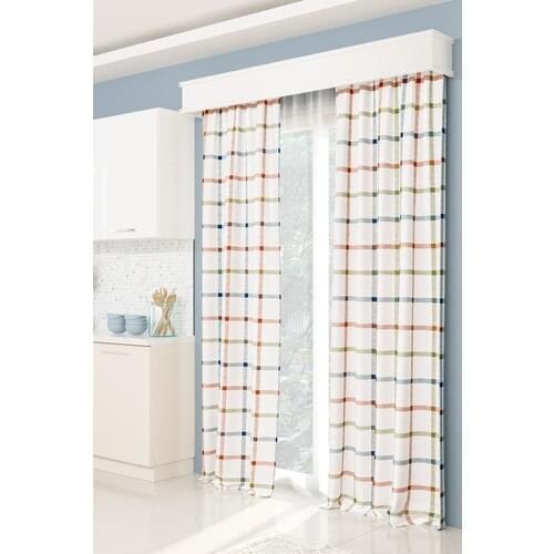 Perdante Plaid Checkered Kitchen Backdrop Curtain Single Wing