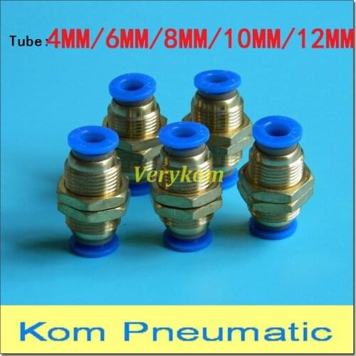 5X Free Shipping Pneumatic Bulkhead Straight PM 8MM 6MM 4MM 10MM Tube Pipe Connector Push in Quick Air Fitting PM-8 PM-6 PM10