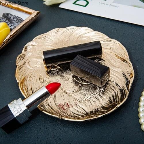 Modern Light Luxury Golden Tray Ornaments Lion Tiger Jewelry Disc Storage Tray European Home Decoration Accessories/photo Props
