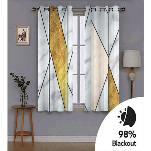 Custom 3D Curtains Geometric Window Blackout Curtain Living Room marble pattern 2 sheet Curtains