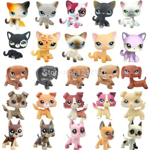 LPS CAT Rare pet shop cute toys standing red short hair cat brown dog Dachshund collie spaniel Great Dane gift for children