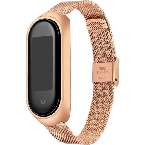 Strap For Xiaomi Mi Band 3 4 5 Wrist Bracelet Stainless Steel Watch Band for Mi Band 5 4 3 Wrist Strap Mesh Belt Watches Band