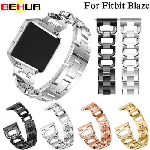 Watch Band Strap With Rhinestone Stainless Steel Frame Optional Replacement Bracelet Accessories For Fitbit Blaze wristband band