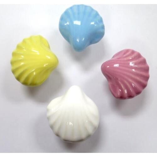 Modern simple childrens room shell handle European furniture pulls Rural drawer ceramic handle American cabinet door knobs