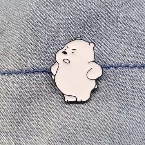Angry Polar Bear Enamel Brooch Backpack Clothing Brooch for Women Badge Lapel Collar Brooches for Men