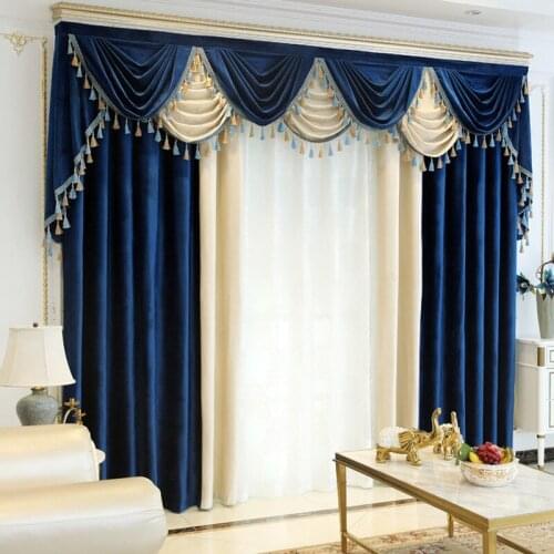 Nordic American-style Curtains for Living Room BedRoom Luxury Atmosphere Flannel Velvet Curtains Valance Classical Decoration