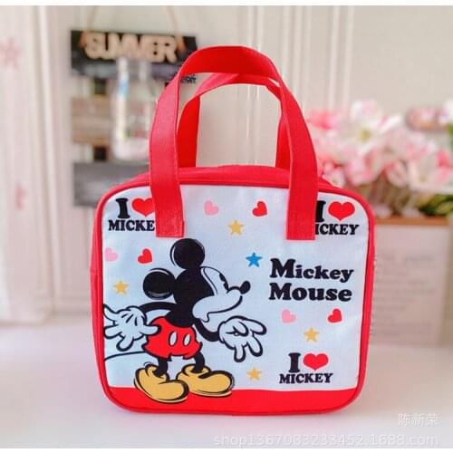 Disney Stitch handbag cartoon cute Mickey lunch box insulation bag large capacity lunch bag Pooh portable waterproof with rice b
