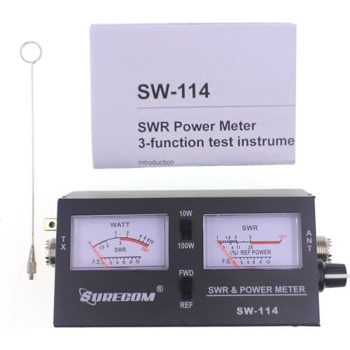 Surecom SW-114 Test Power Meter SWR / RF / Field Strength for Relative Power 3 Function Analog with Field Strength Antenna