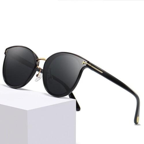 Vazrobe Polarized Sunglasses Women Fashion Male Sun Glasses for Female Oval Brand Fashion Ladies Shades Black
