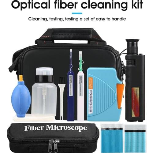Fiber Cleaning Kit/Fiber Optic FTTH Tool Kit FTTX Network Testing Tool with Fiber Inspection Microscope