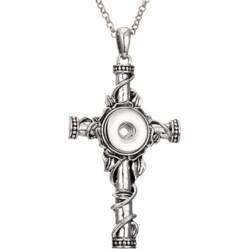 Vintage cross 18mm metal the bloomer necklace & pendant Sterling jewelry with beads chain statement woman