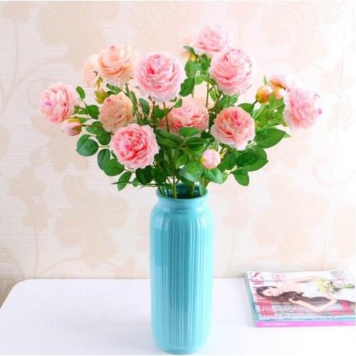 1 Bunch 3 Head Peony Artificial Flowers Peonies Silk Flower Floral Bouquet Wedding Decoration Fall Vivid Fake Flowers Home Decor