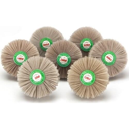 1 piece OD 80-600mm Drill Abrasive Wire Nylon Radial Polishing Brush for Wood Furniture Mahogany Finishing
