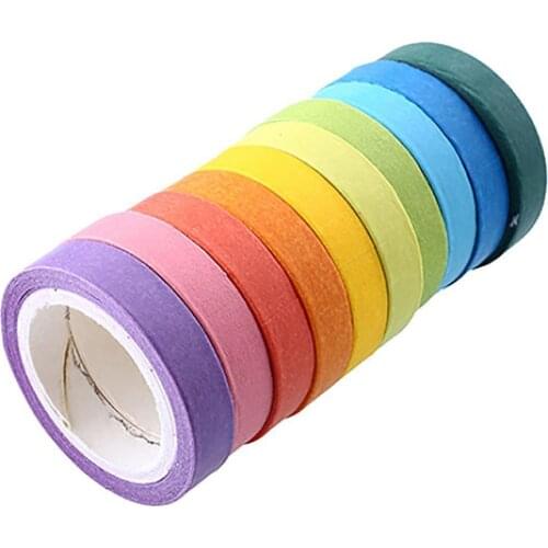 10Pcs 5M Washi Paper Scrapbooking Decorative Sticker Masking Adhesive Tape Roller