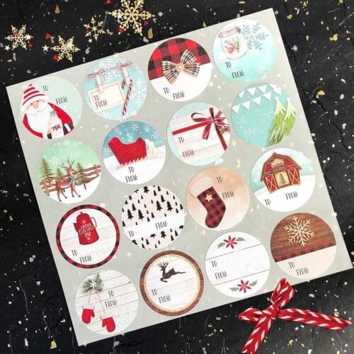 12 Sheets/1 Bag Christmas Stickers Seal Labels 2 Inch Paper Decoration Sticker For Handmade Wedding Gift Stationery Sticker
