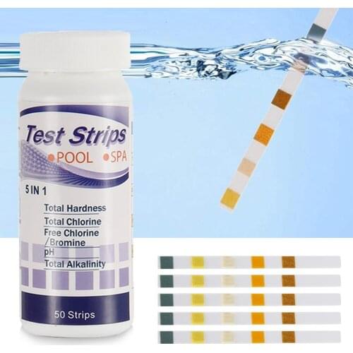50pcs Portable Chlorine PH Test Strips High Precision SPA Swimming Pool Hot Spring PH Hardness Water Tester Paper