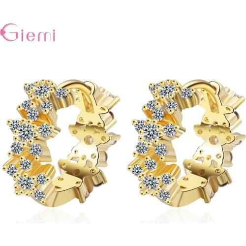 Cute Gold Statement Hoop Earrings For Women Girls Trendy 2021 925 Sterling Silver CZ Cubic Zirconia Fashion Jewelry Wholesale