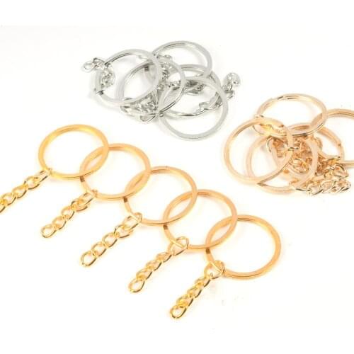 5Pcs/Lot Keyrings With Chains Round Split Keychain Rings For Jewelry Making Supplies