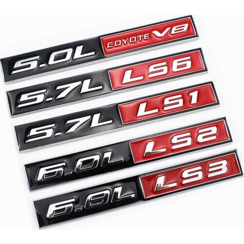 Cayears 1Pcs 5.0L V8 5.7L LS1 LS6 6.0 LS2 6.8 LS3 Auto Fender Sticker Emblems Badge Car Body Rear Trunk Lid Emblem