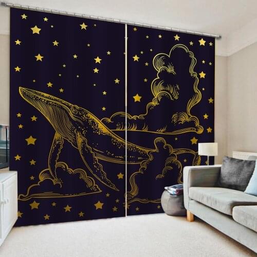 Nature Art Print black curtains Bedroom 3D Window Curtain Luxury living room decorate Cortina