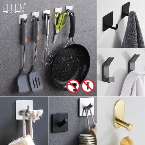 ELLEN Towel Hooks Bath Robe Hooks Black Bathroom Hook Creative Coat Hook Hanger Kitcxhen Hooks NO Punching ELF1012