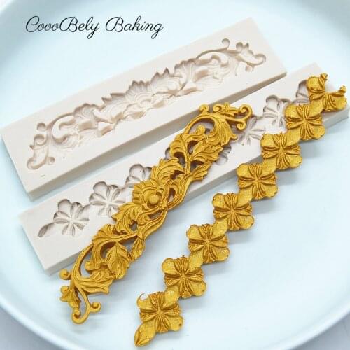 DIY Flower silicone fondant mold For Baking Wedding cake border decorating tools chocolate gumpaste mold M1089