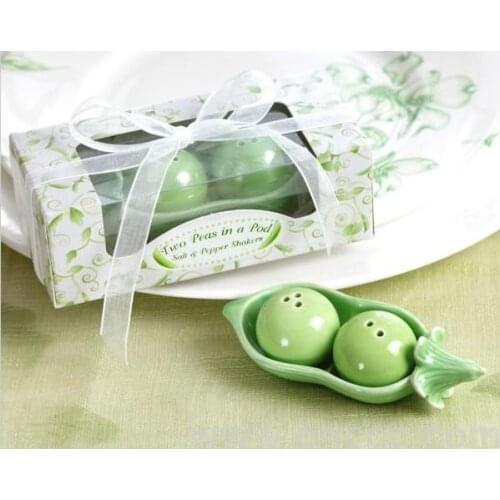 "Two Peas In A Pod" Salt & Pepper Shakers Favors for Wedding Decoration Party Gifts Favors Supplies Free Shipping