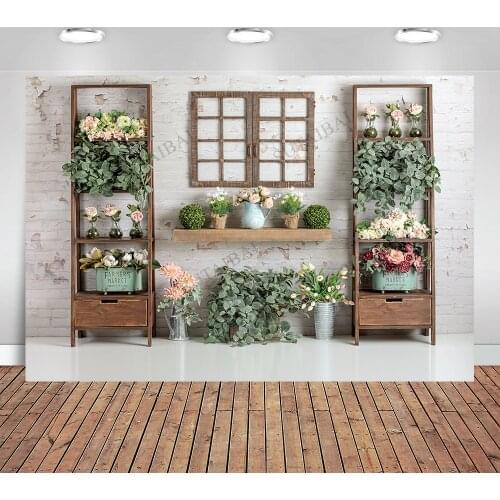 Spring Cottage Background Photography Backdrop Flower Rattan Garden Decorations Kids Portrait Party Background Floral Banner