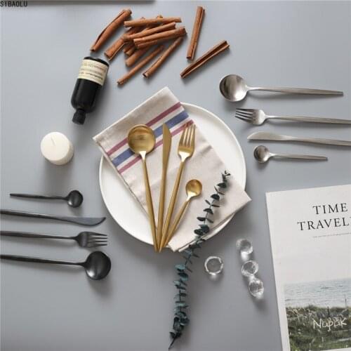 Hot Sale Dinnerware Set 304 Stainless Steel Western Cutlery Set Home Party Kitchen Food Tableware Fork Knife Scoop Silver Set