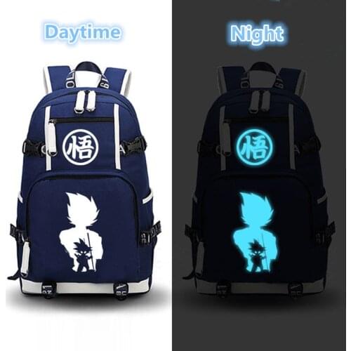 High Quality Son Goku Luminous Printing Laptop Backpack Mochila Backpacks for Teenage Girls Canvas School bags