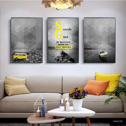 Canvas Paintings Poster and Prints Picture Abstract Geometric Car and Boat Wall Decor Photo Wall Art Wood Custom Baroque Decor