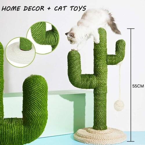 55cm Cactus Pet Cat Toys Tree with Ball Scratcher Posts for Cats Climbing Tree Grinding Nails Furniture Protection Cat Toy