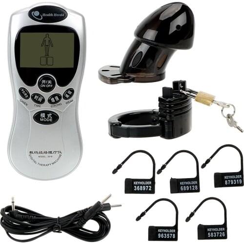 IKOKY Medical Themed Toys Penis Cock Cage Cock Ring with Electric Host Sex Toys for Men Male Chastity Device Electric Shock