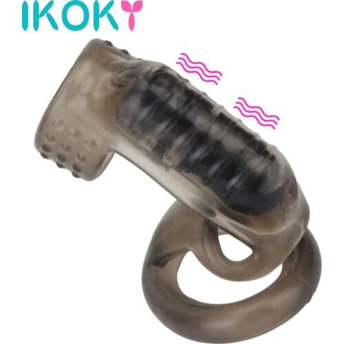 IKOKY Male Penis Vibrating Ring Cock Rings Sex Toys for Men Sex Shop Delay Ejaculation Single Speed Dildo Vibrator