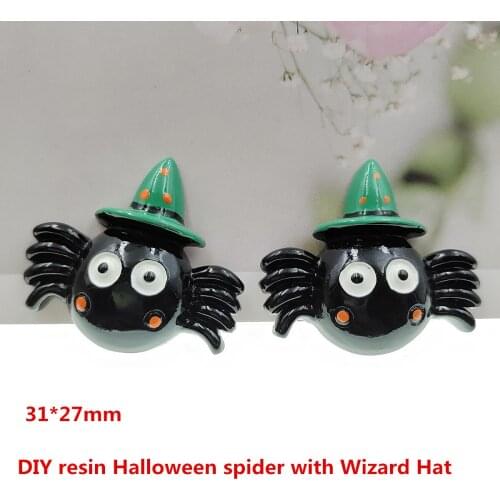 20pcs/lot DIY resin cartoon Halloween Spider in w for kids hair clothes accessories resin cabochons resin charms