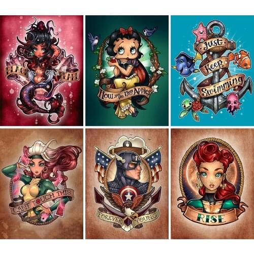5D DIY Diamond Painting Cartoon Disney Portrait Picture Full Circle Square Embroidery Mosaic Cross Stitch Kit Mural Home Decor