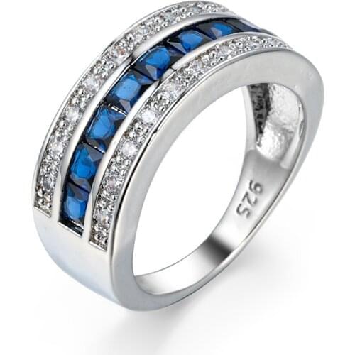 Fashion Ring for Men Women 925 Silver Jewelry with Zircon Gemstone Finger Rings Wedding Bridal Party Hand Accessories Wholesale