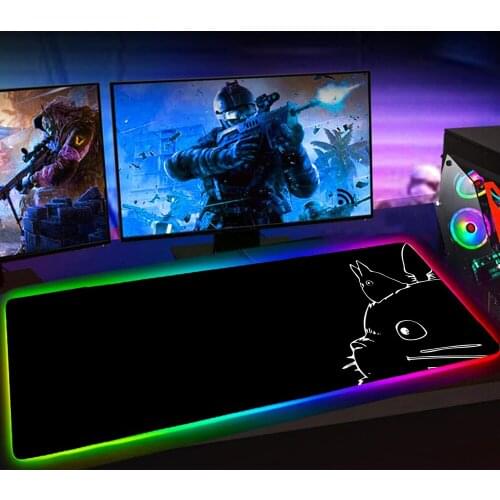 Rgb XXL Alfombrilla Raton Studio Ghibli Spirited Away Totoro Gaming Accessiores Mause Pad LED Backlit Mat Mausepad 35X60 Deskmat