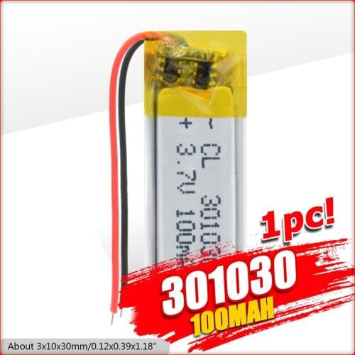 YCDC 301030 3.7V 100mah Lithium Polymer Li-Po Rechargeable Battery For Bluetooth Headset Smart Bracelet Lamp Flashlight Walkie