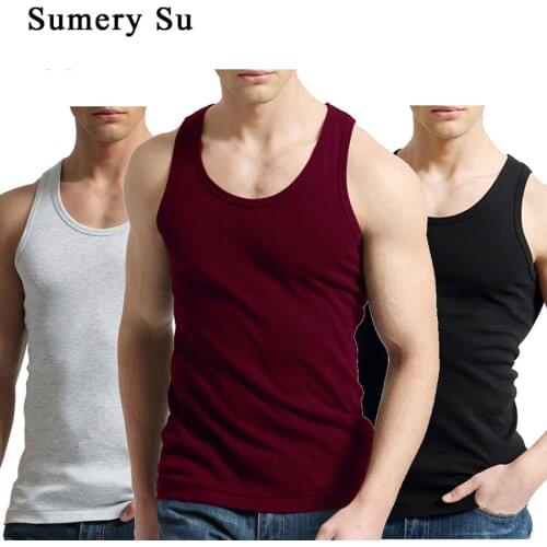 Tank Tops Men Fitness Cool Summer 100% Cotton Vest Male Sleeveless Tops Gym Slim Casual Undershirt Mens Gift Hot Sale 1PCS