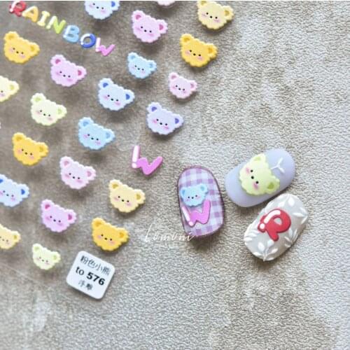 Cute Animals Cartoon Art Sticker High Quality 3D Engraved Nail Stickers Nail Art Decorations Nail Decals Design