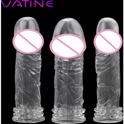 Reusable Silicone Condoms Sex Toys For Men Male Penis Sleeve Cock Extender Sleeve Penis Enlargement Adult Sex Products